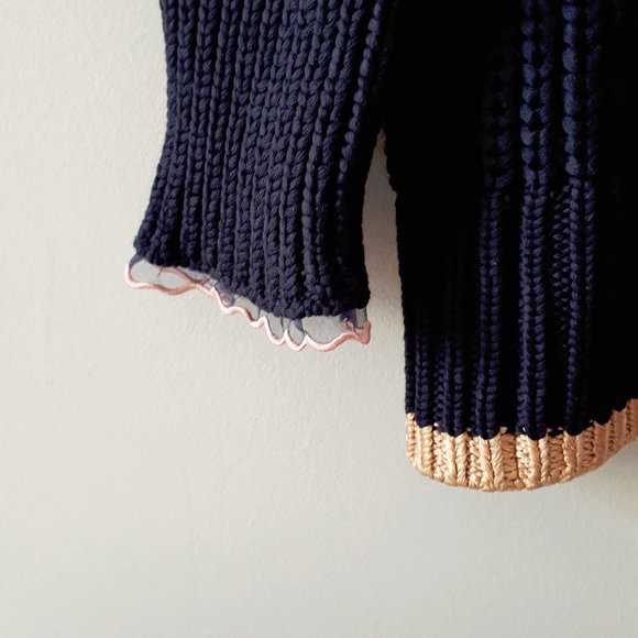 *S* NWT Coach blue varsity patch & ruffle cardigan - Picture 7 of 9